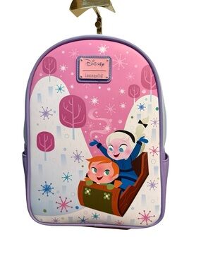 Loungefly Pink and Purple Disney Sled Kids Backpack